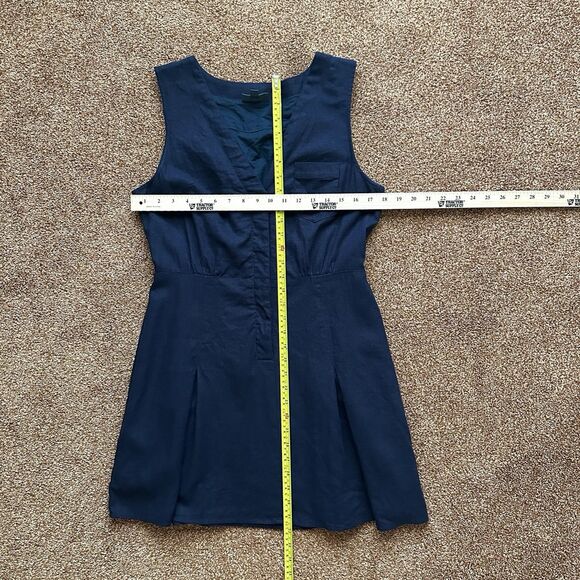 ModCloth Dress 10 Sleeveless Mini Blue Linen Blend - Picture 6 of 7